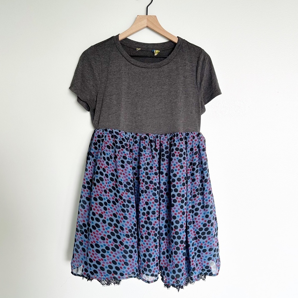 Admit One Mixed Pattern Skater Tshirt Mini Dress